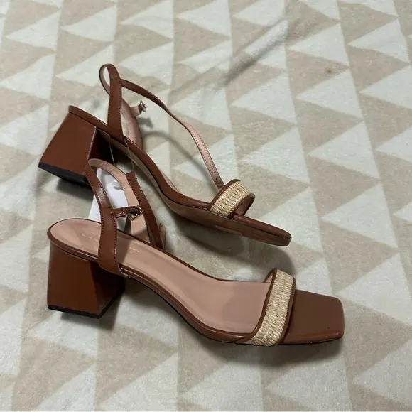J crew Layne ankle-strap heels in raffia