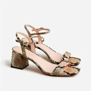 J Crew Layne ankle-strap heels in snake-embossed leather BX898