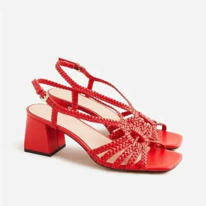 J Crew Layne braided sandal heels in metallic leather CA045