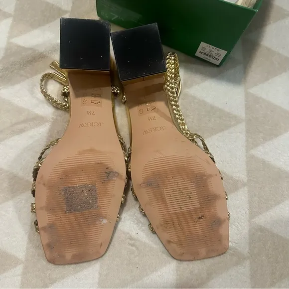 J crew Layne braided sandal heels in metallic leather