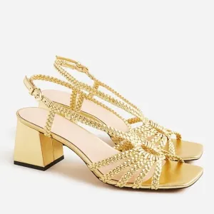 J crew Layne braided sandal heels in metallic leather