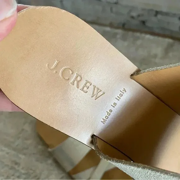 J. Crew Metallic Shimmer Gold Bali Glitter Leather Sandals Slides Flip Flops: 9
