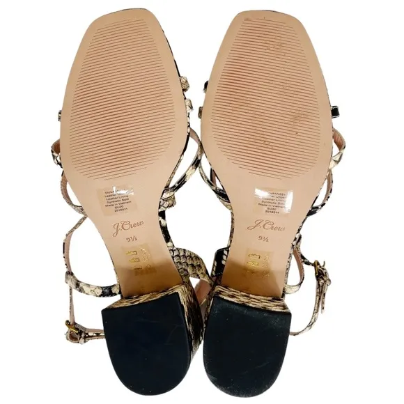 J. Crew Odette strappy sandals in snake-embossed leather Women’s 9.5