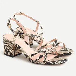 J. Crew Odette strappy sandals in snake-embossed leather Women’s 9.5