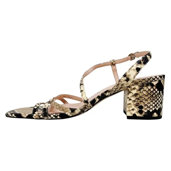 J. Crew Odette strappy sandals in snake-embossed leather Women’s 9.5