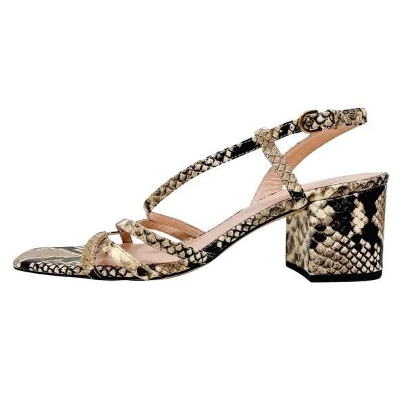 J. Crew Odette strappy sandals in snake-embossed leather Women’s 9.5