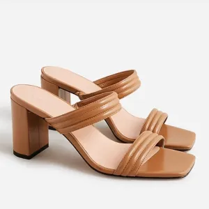 J crew sand castle Evelyn double-strap heels in leather