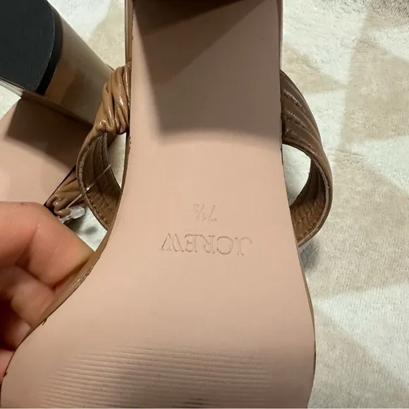 J crew sand castle Evelyn double-strap heels in leather