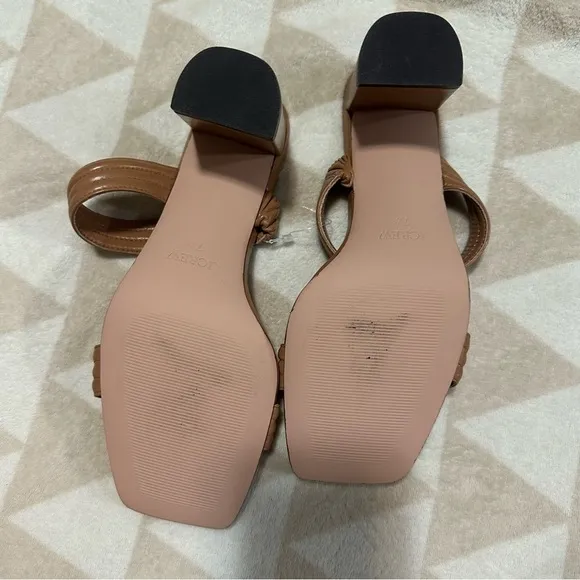 J crew sand castle Evelyn double-strap heels in leather