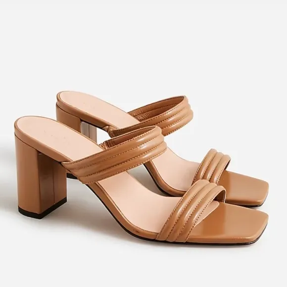 J crew sand castle Evelyn double-strap heels in leather
