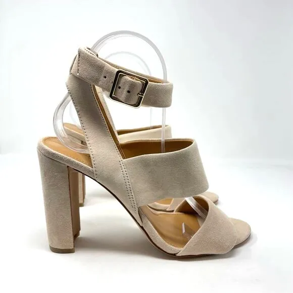 J. Crew | Suede Block Heel Sandals Cream 8 New!
