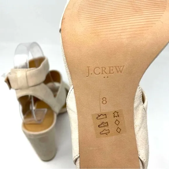 J. Crew | Suede Block Heel Sandals Cream 8 New!