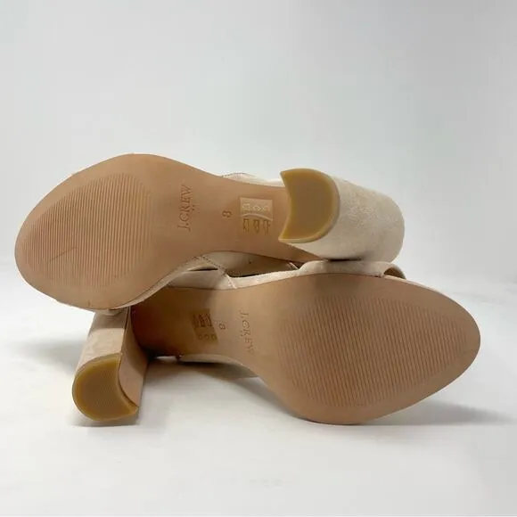 J. Crew | Suede Block Heel Sandals Cream 8 New!