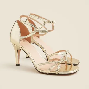 J Crew used Made-in-Italy cage-toe heels in metallic leather CH311