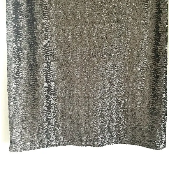 J. Jill Silver Sequin Elastic Waistband Midi Pencil Skirt Size S EUC