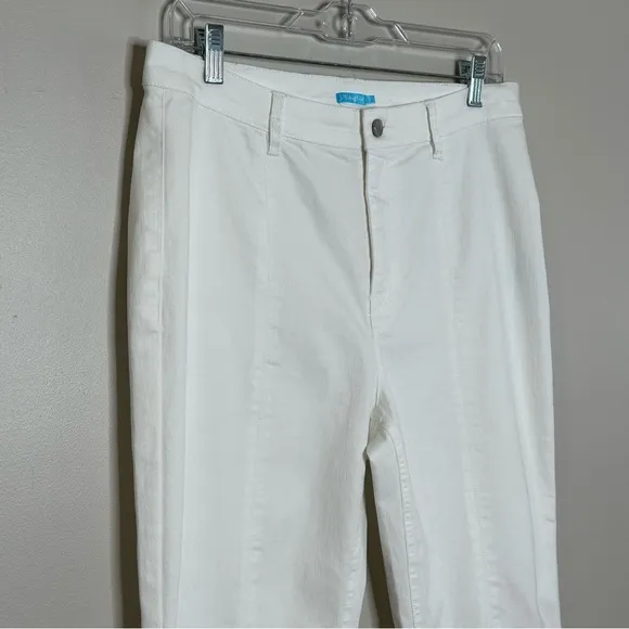 J. McLaughlin Women's Rainey White Front Slit Straight Leg Jeans Size 12