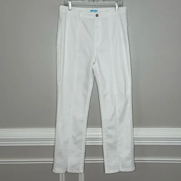 J. McLaughlin Women's Rainey White Front Slit Straight Leg Jeans Size 12