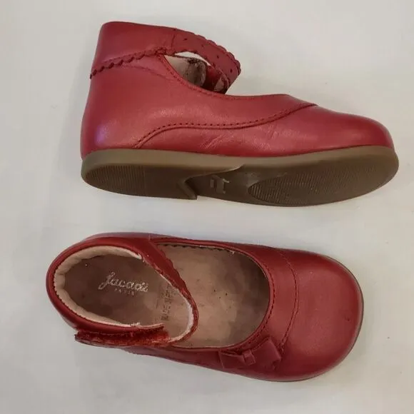 Jacadi Paris Girl Dress Shoes Made In Portugal Pink Leather Size 21 US 5.5c Red