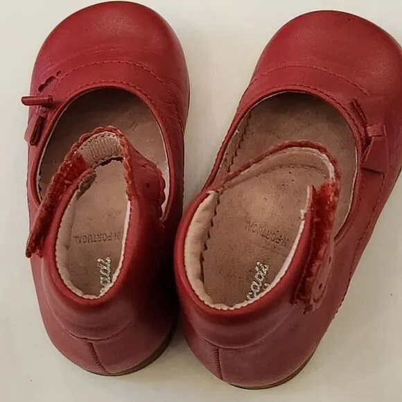 Jacadi Paris Girl Dress Shoes Made In Portugal Pink Leather Size 21 US 5.5c Red