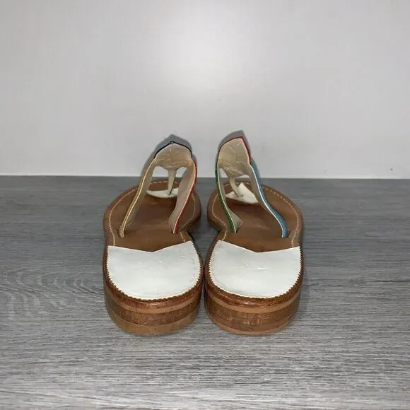 Jack Rogers Size 7 Exclusive Limited Edition Leaves Thong Sandals Flip Flops USA