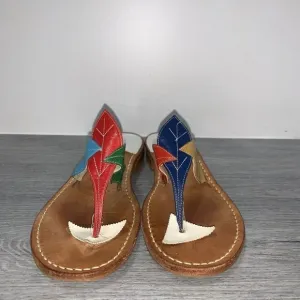 Jack Rogers Size 7 Exclusive Limited Edition Leaves Thong Sandals Flip Flops USA