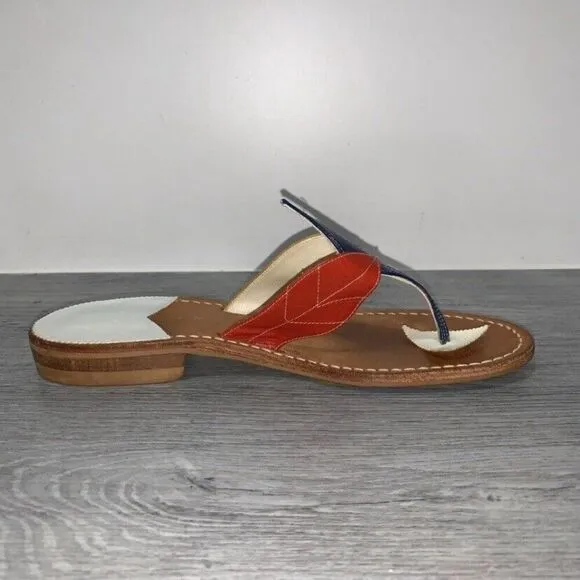 Jack Rogers Size 7 Exclusive Limited Edition Leaves Thong Sandals Flip Flops USA