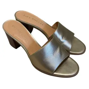 Jack Rogers Slide Heeled Sandals Heels  Gold Metallic Leather Women's sz 8.5