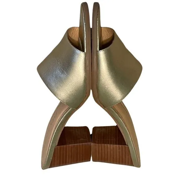 Jack Rogers Slide Heeled Sandals Heels  Gold Metallic Leather Women's sz 8.5
