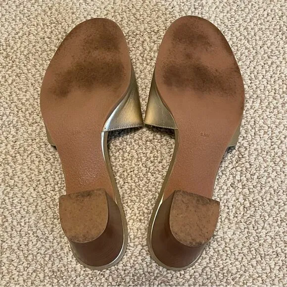 Jack Rogers Slide Heeled Sandals Heels  Gold Metallic Leather Women's sz 8.5