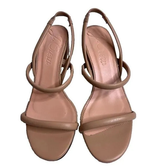 J.Crew $228 Lucie Slingback Block Heel Sandals Beige Size 10 BE786