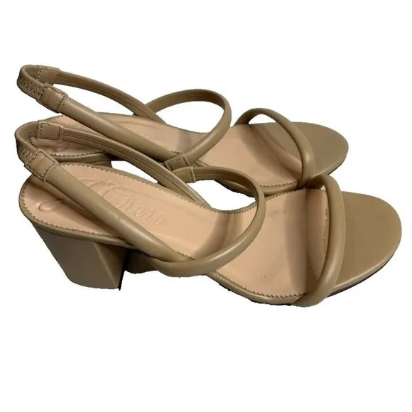J.Crew $228 Lucie Slingback Block Heel Sandals Beige Size 10 BE786