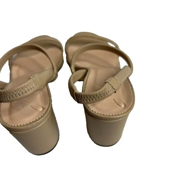 J.Crew $228 Lucie Slingback Block Heel Sandals Beige Size 10 BE786