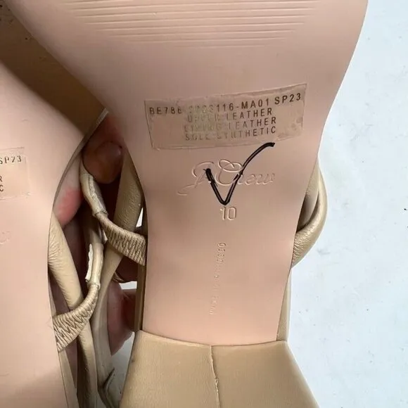 J.Crew $228 Lucie Slingback Block Heel Sandals Beige Size 10 BE786
