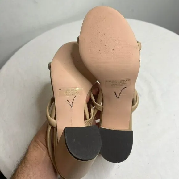 J.Crew $228 Lucie Slingback Block Heel Sandals Beige Size 10 BE786
