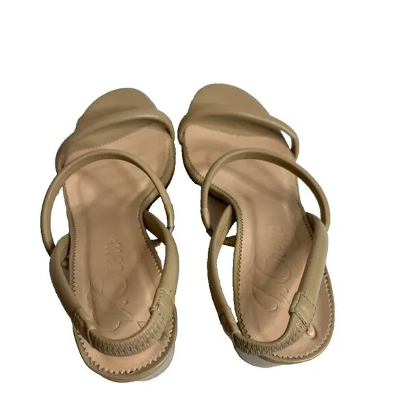 J.Crew $228 Lucie Slingback Block Heel Sandals Beige Size 10 BE786