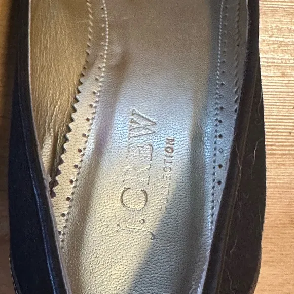 J.Crew Collection Blue Denim Peep Toe Heels Size 8.5 Bow Accent Made in Italy