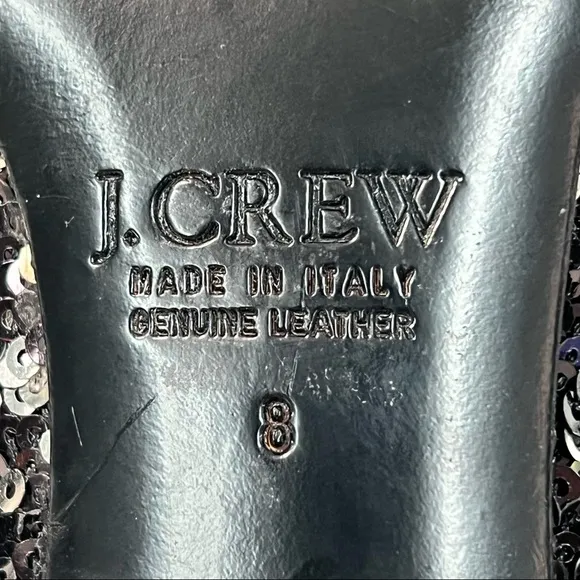 J.CREW COLLECTION Heels Sequins Leather Black Silver Pumps 8