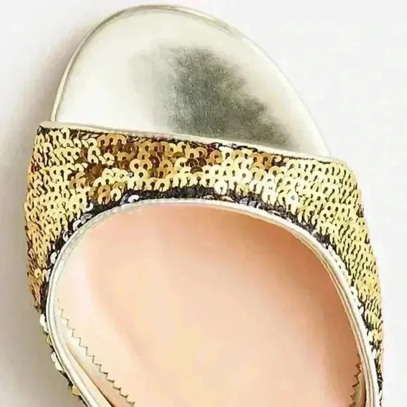 J.CREW Lucie ankle-strap block heel wedding sandals with sequins | Size 5 Medium