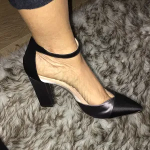 JCREW MADE IN ITALY SATIN ANKLE STRAP GRAY N BLACK NWT PUMPS SIZE 8.5