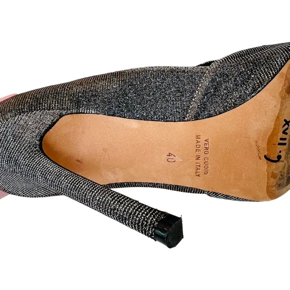 JEAN-MICHEL CAZABAT Pointed Toe Buckle Stiletto Pumps in Iridescent Gold Size 40