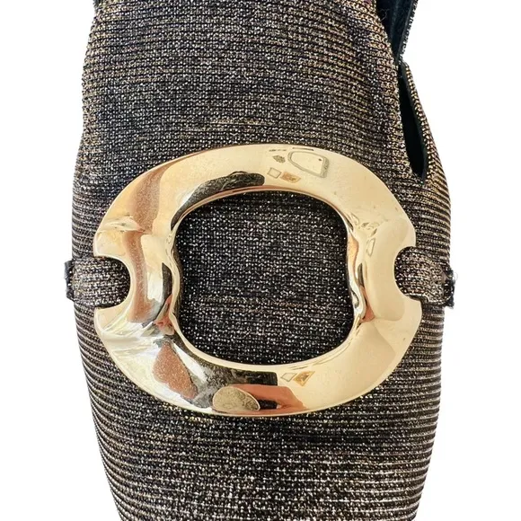 JEAN-MICHEL CAZABAT Pointed Toe Buckle Stiletto Pumps in Iridescent Gold Size 40