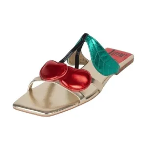 Jeffrey Campbell CEREZA-2 cherry square toe novelty flats shoes sandals size 6