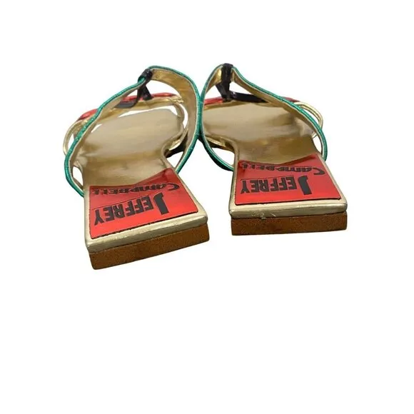 Jeffrey Campbell CEREZA-2 cherry square toe novelty flats shoes sandals size 6