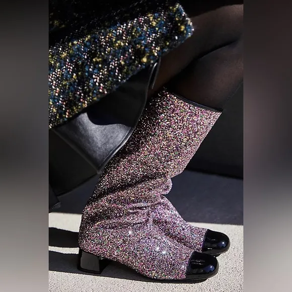 Jeffrey Campbell / Free People Mod About You 60’s Glitter Boots Shoes 7