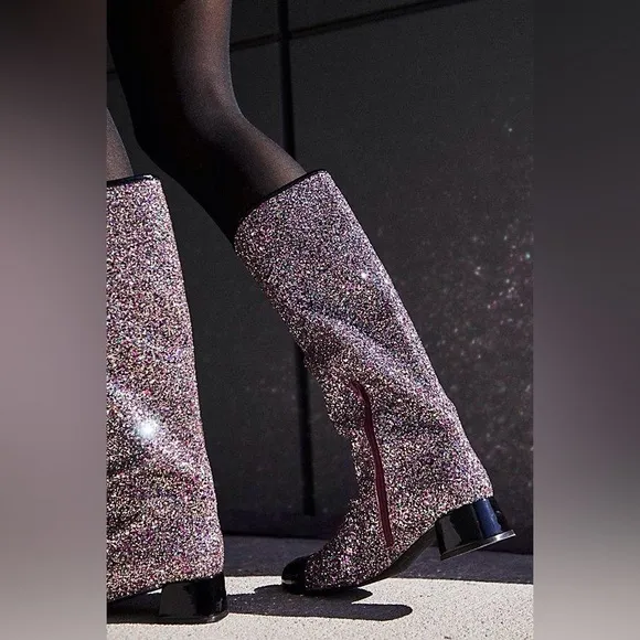 Jeffrey Campbell / Free People Mod About You 60’s Glitter Boots Shoes 7
