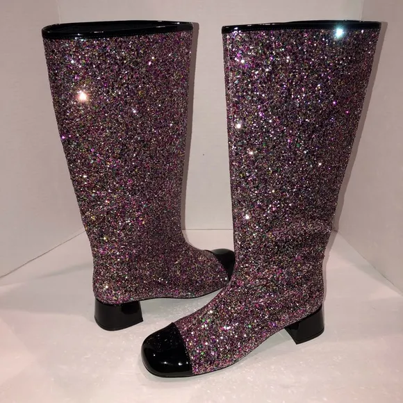 Jeffrey Campbell / Free People Mod About You 60’s Glitter Boots Shoes 7