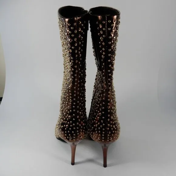 Jeffrey Campbell Iconic-E BOOTS Size 7 Stud Embellished Bronze Gold Metallic NEW