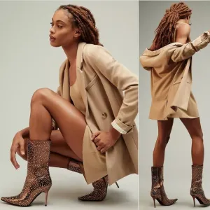 Jeffrey Campbell Iconic-E BOOTS Size 7 Stud Embellished Bronze Gold Metallic NEW