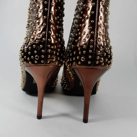 Jeffrey Campbell Iconic-E BOOTS Size 7 Stud Embellished Bronze Gold Metallic NEW