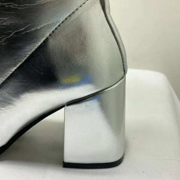 Jeffrey Campbell Women’s Hot Lava K2 Boots – Silver – Size 7 – High Heel Knee-Hi